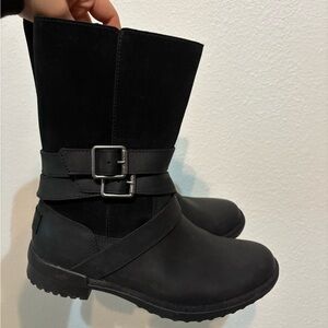 Sleek Black Combat Boots with Buckle Detail